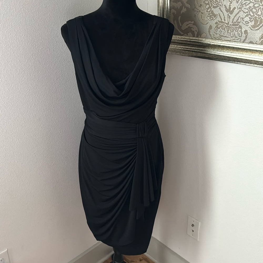 Bobi Black Los Angeles little black dress racer back cowl‎ neck Sz S